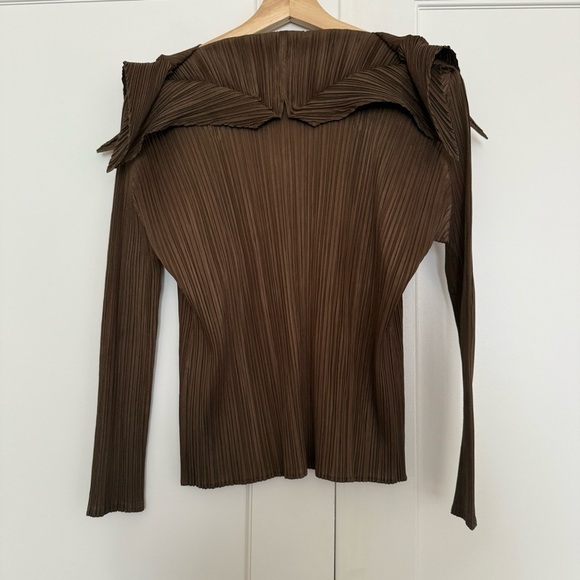 Issey Miyake Pleats Please Long Sleeve Shirt in Brown - Picture 3 of 7